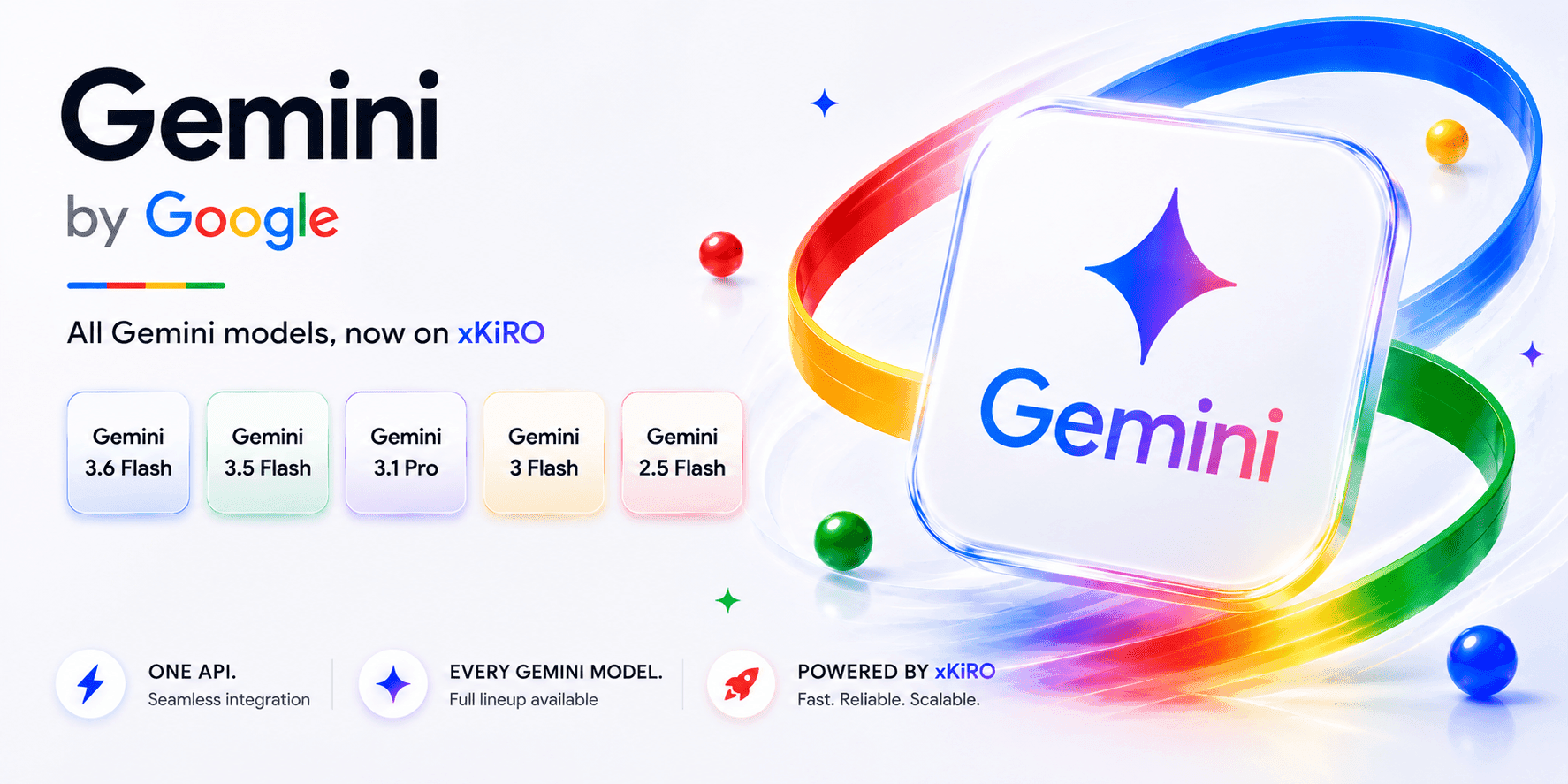 Gemini by Google now on xKiro — six models on one API