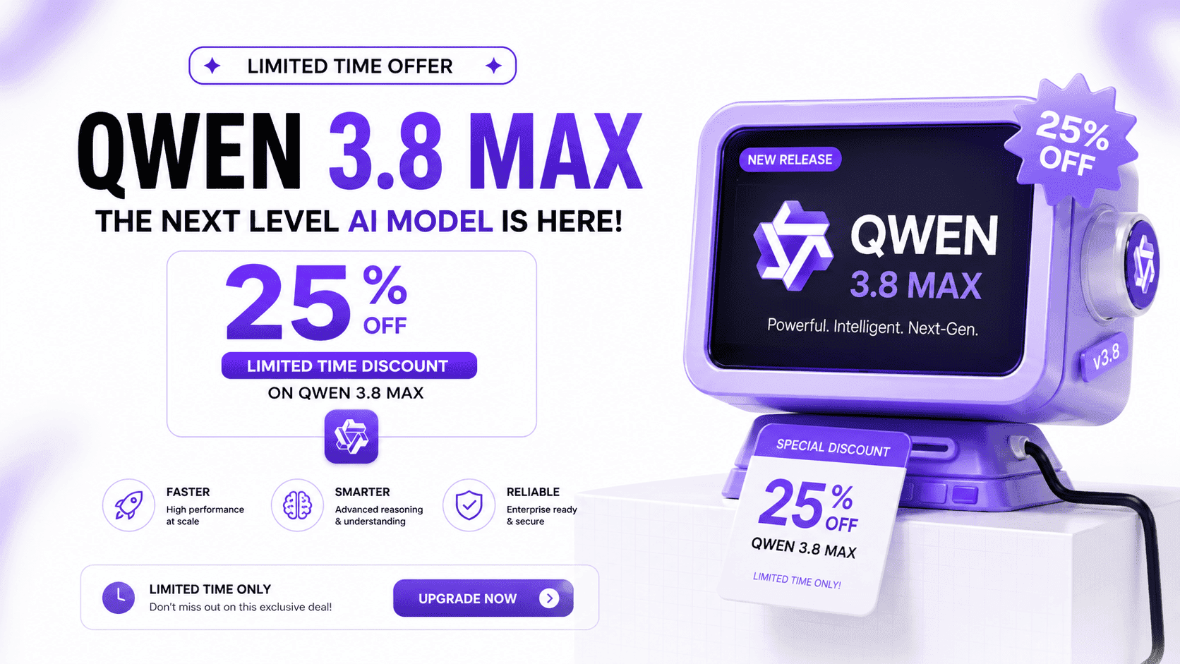 Qwen3.8 Max launch banner — 25% off on the xKiro AI gateway