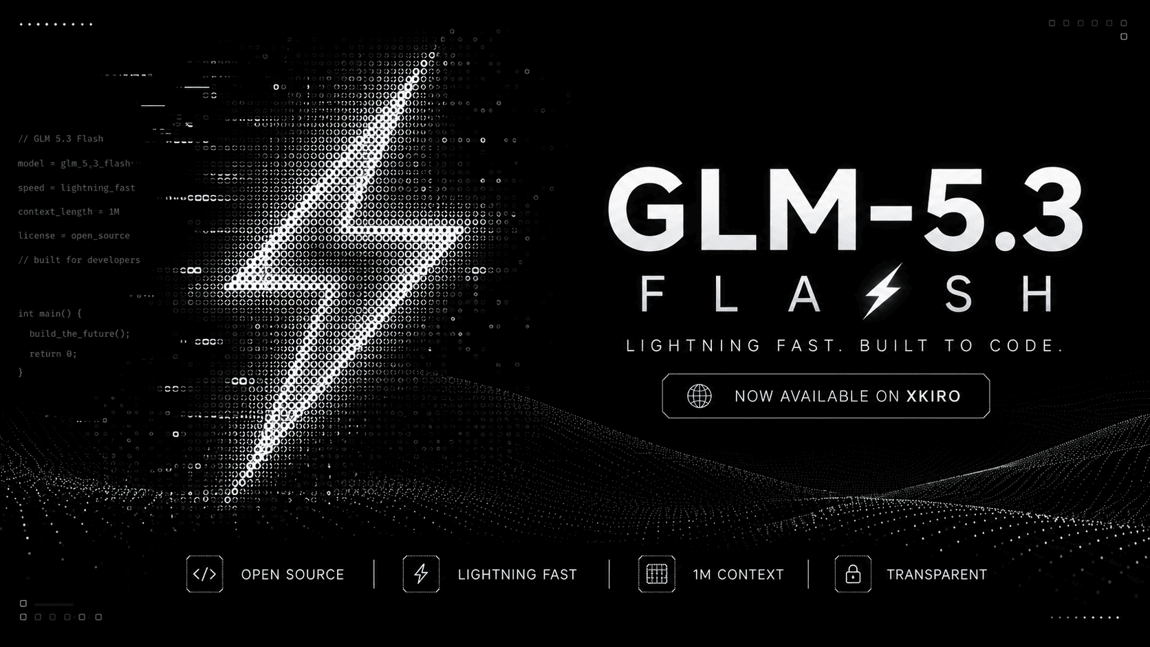 GLM-5.3 Flash AI coding model with a 1M-token context on xKiro
