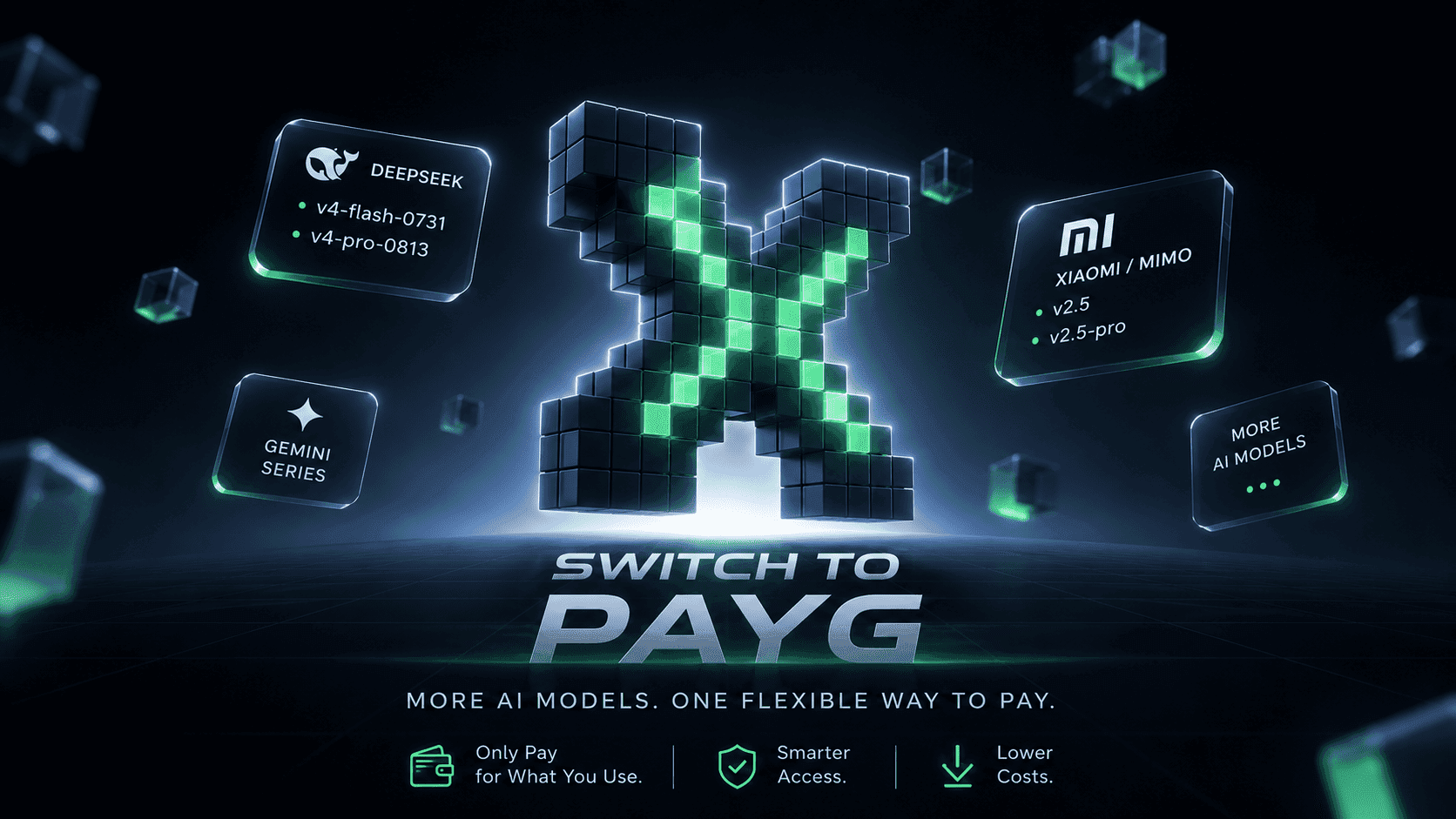 DeepSeek V4 Flash (0731) / Pro (0813) and Xiaomi MiMo on xKiro Pay As You Go — 35% off